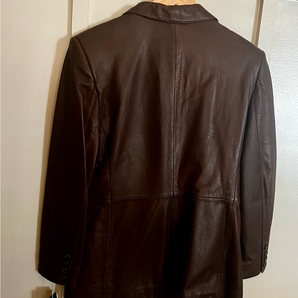 Lauren Ralph Lauren Women's Brown Leather Blazer & Skirt Set - Picture 9 of 11